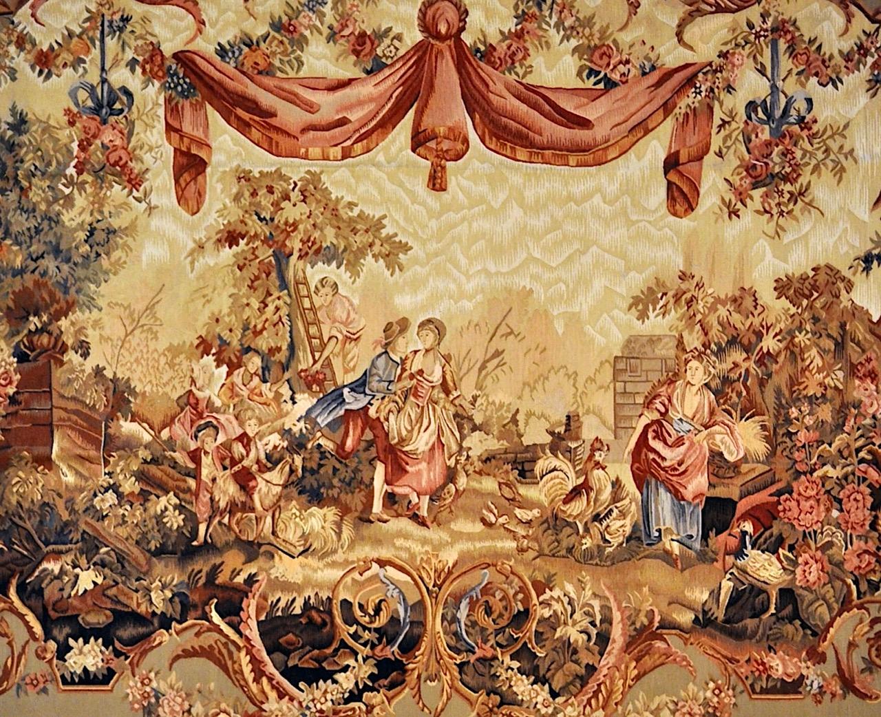 Antiker Aubusson-Wandteppich mit Ernteszene - 19. Jahrhundert (Neurokoko) im Angebot
