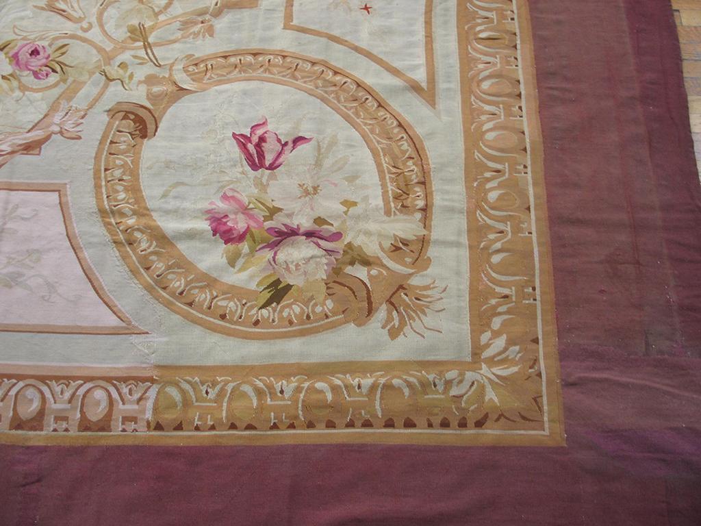 French Antique Aubusson Rug 16' 8'' x 24' 6'' For Sale
