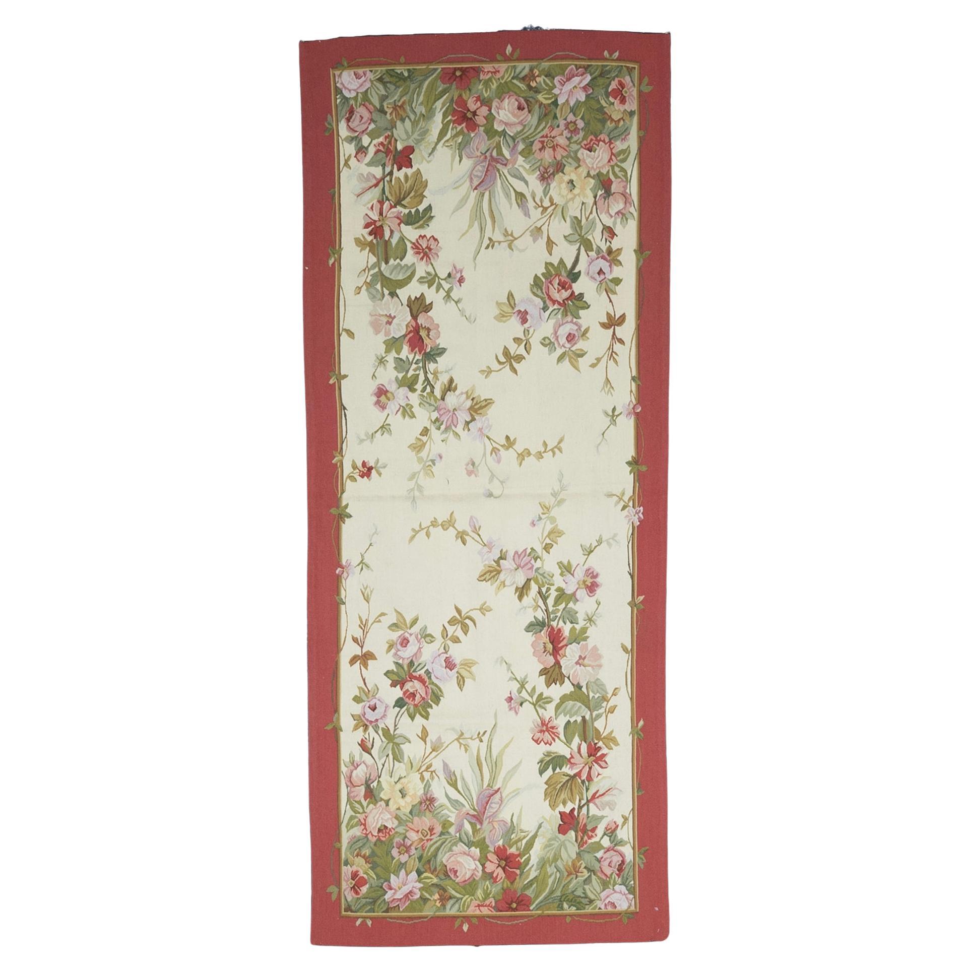 Alfombra de Aubusson Antigua 3'0" x 6'0" en venta