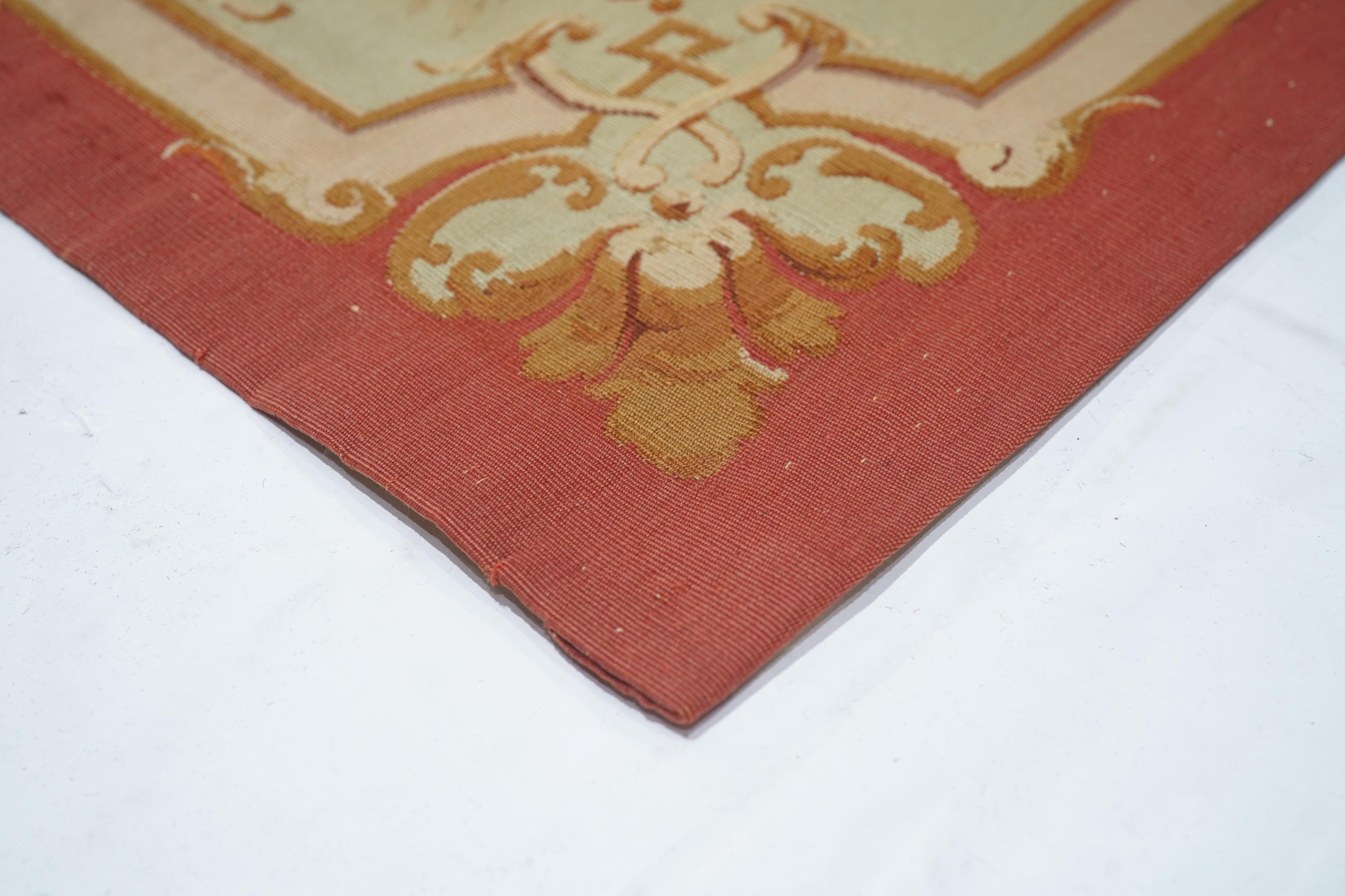 Antique Aubusson Rug 5'0'' x 5'0''. 