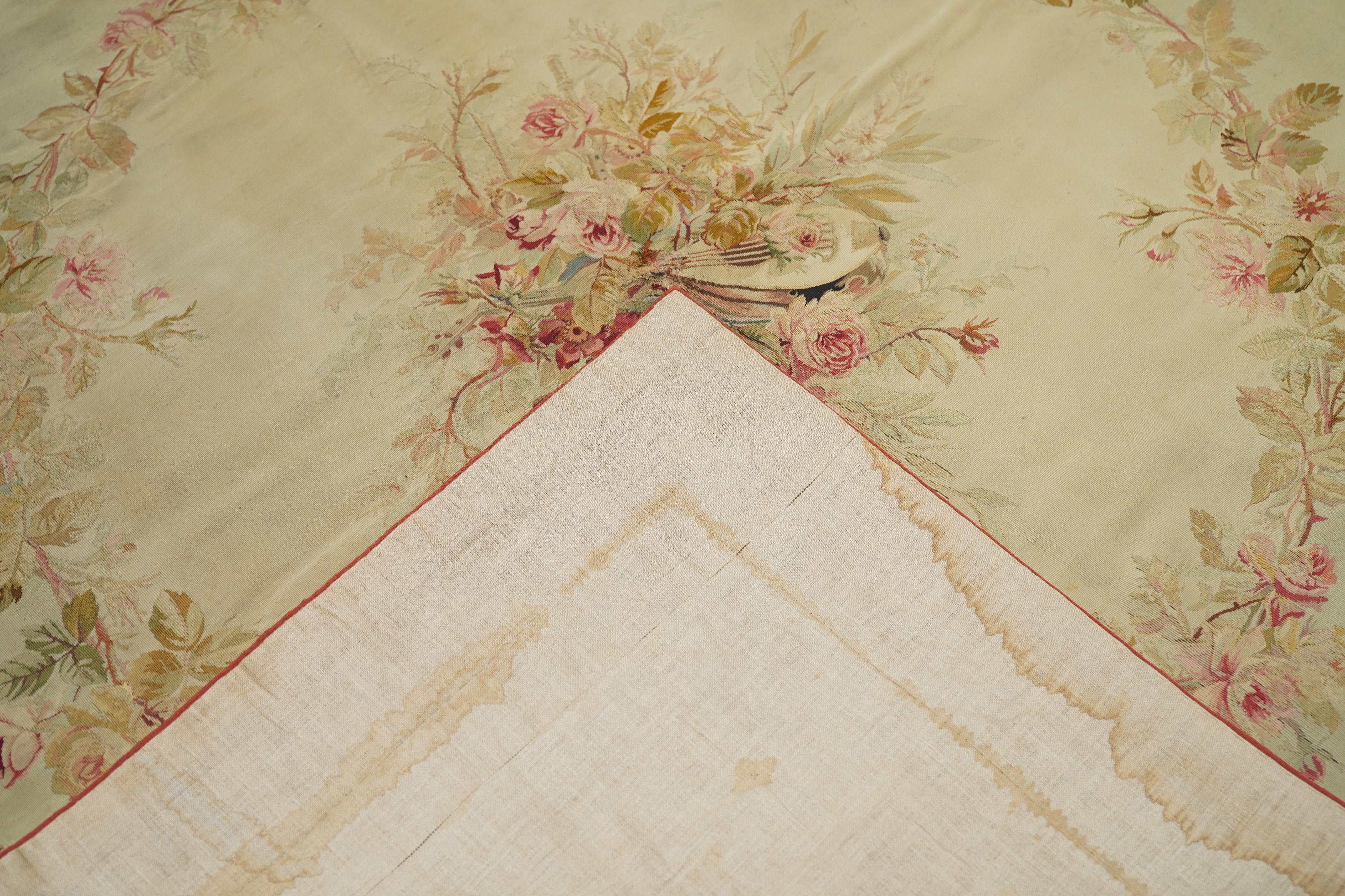 Antique Aubusson Rug 5'0'' x 5'0'' For Sale 2