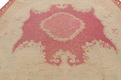 Antique Aubusson Rug in Cream and Pink with Floral Patterns, from Rug & Kilim