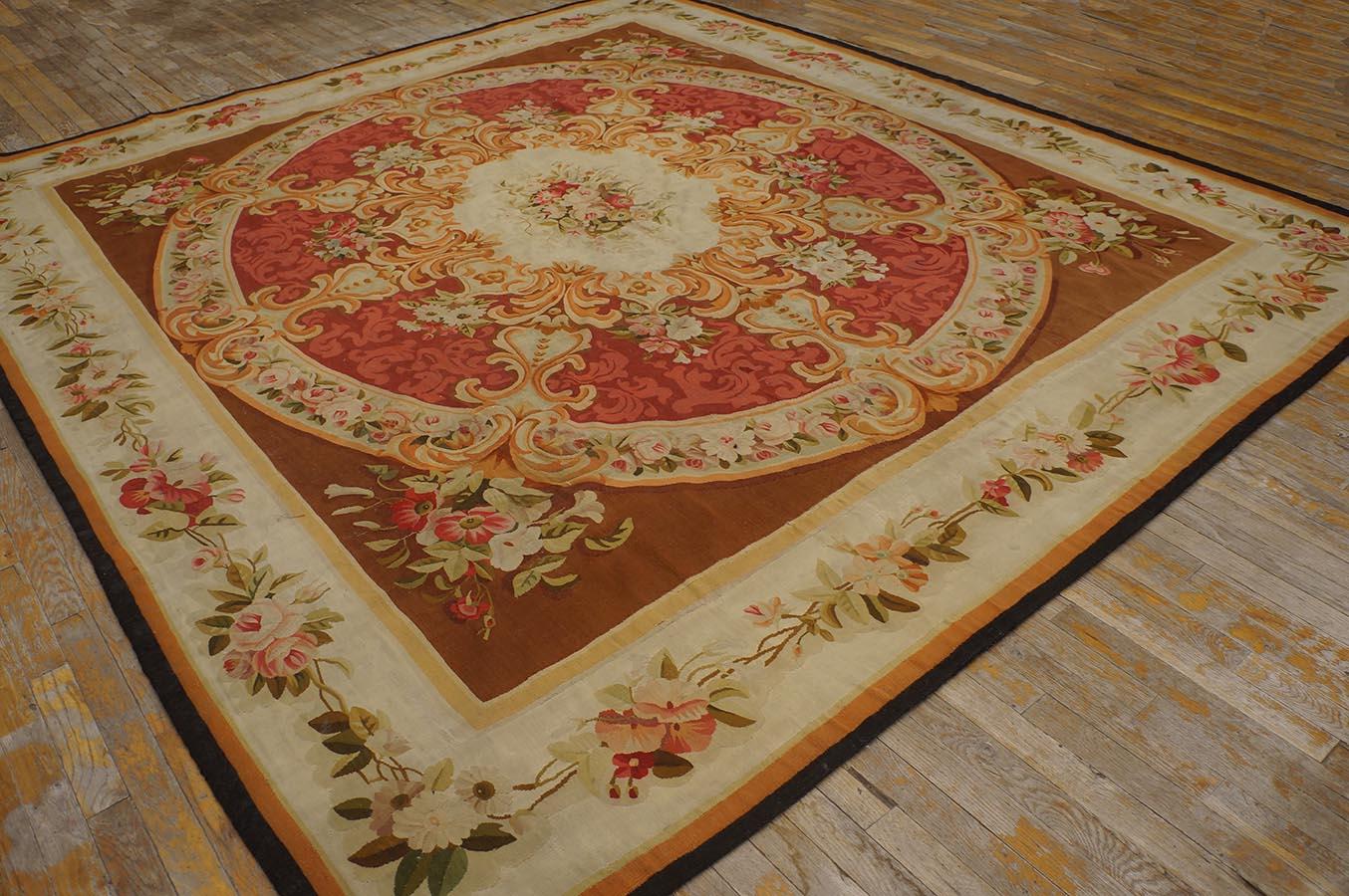 French Aubusson Carpet Circa 1870s From Napoleon III Period. 
(9'2