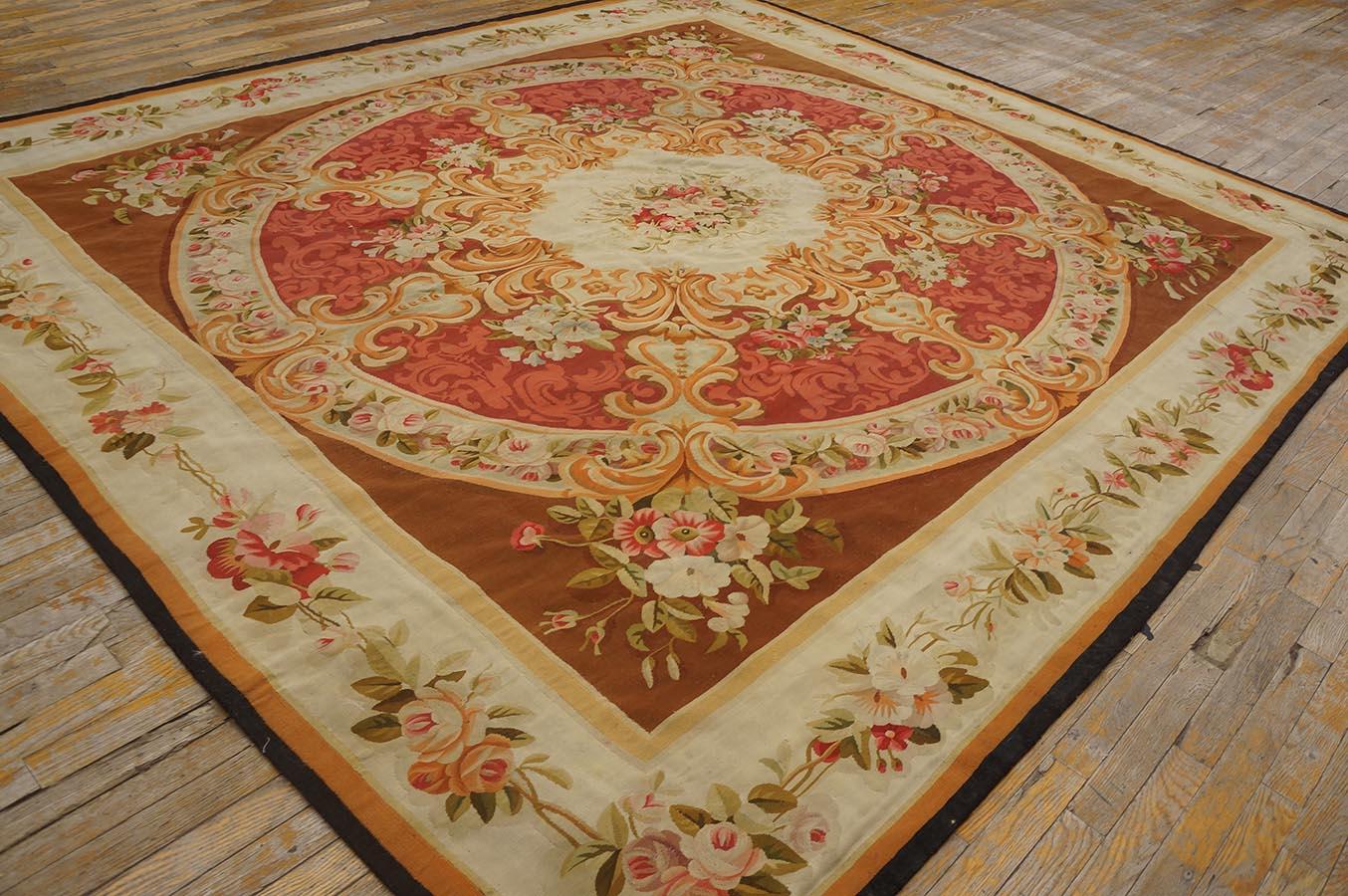 Hand-Woven French Aubusson Carpet Circa 1870s (9'2