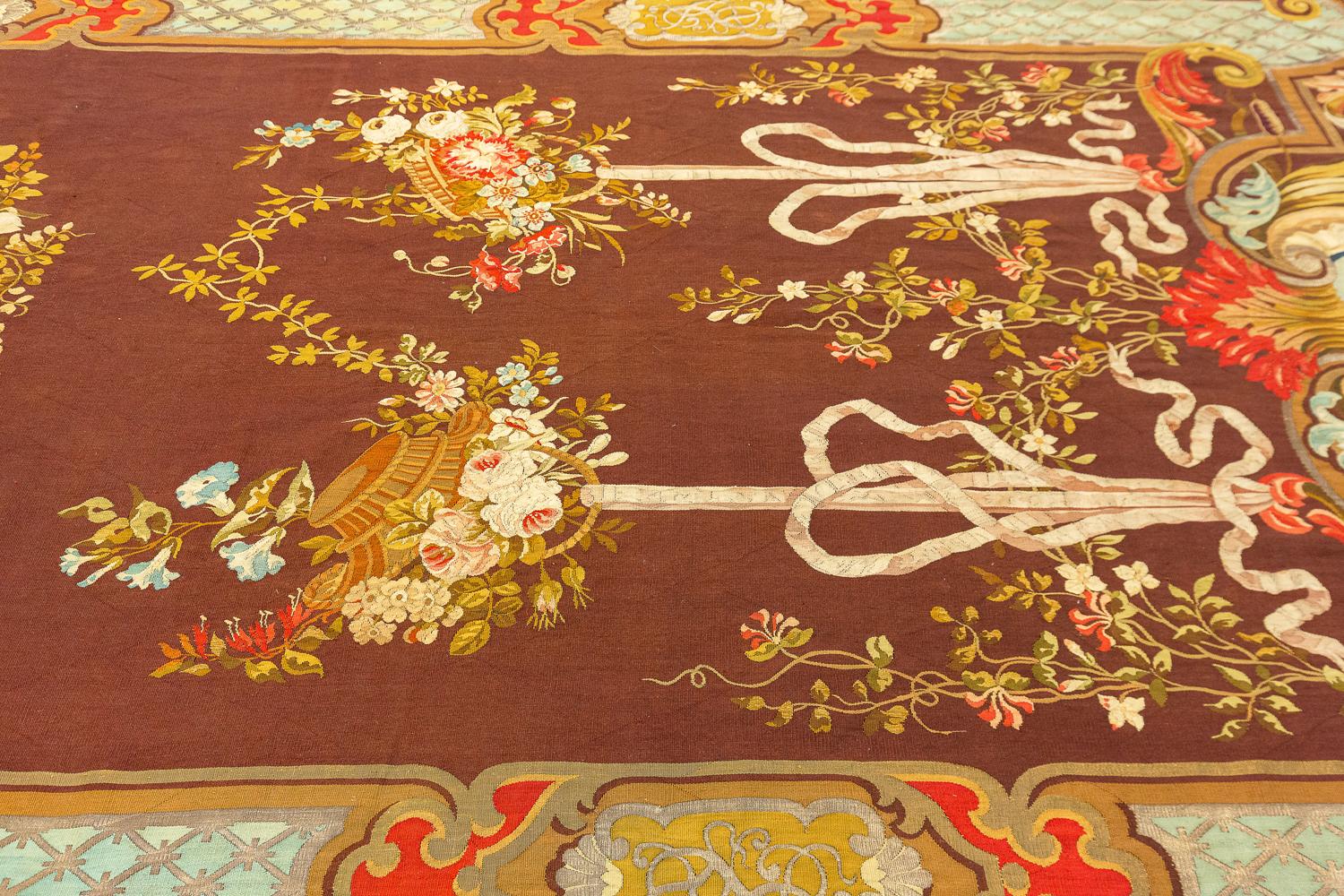 Antique Aubusson Style Silk&Metal Tapestry, Late 19th Century 6