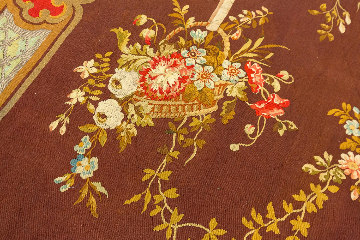 XIXe siècle Tapisserie d'Aubusson Soie&Métal en vente