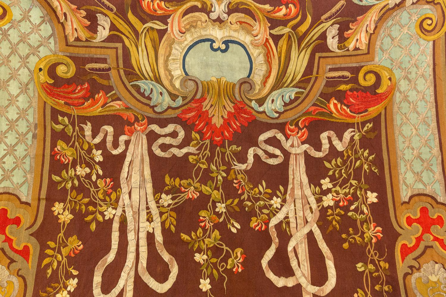 Antique Aubusson Style Silk&Metal Tapestry, Late 19th Century 3