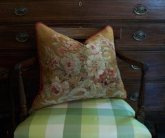 Antique Aubusson Tapestry Pillow - Wool & Silk - France - Circa 1890