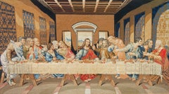 Antique Aubusson Tapestry the Last Supper After Leonardo Da Vinci Circa 1850