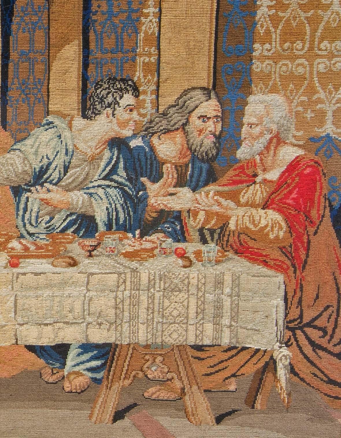 Antique Aubusson Tapestry the Last Supper After Leonardo Da Vinci Circa 1850 In Good Condition In Rochester, NY