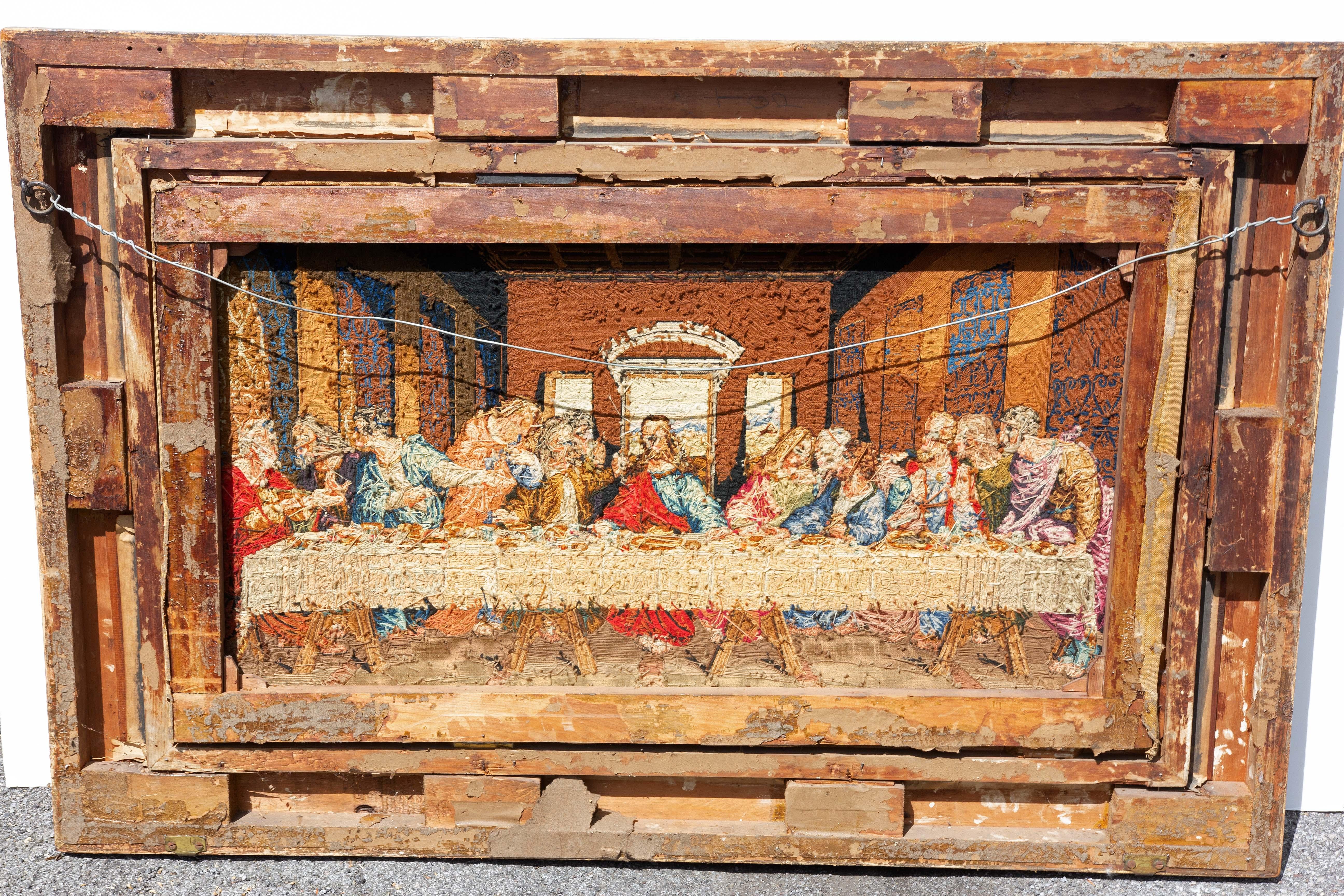 19th Century Antique Aubusson Tapestry the Last Supper After Leonardo Da Vinci Circa 1850
