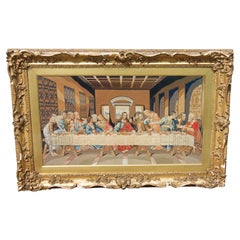 Antique Aubusson Tapestry the Last Supper After Leonardo Da Vinci Circa 1850