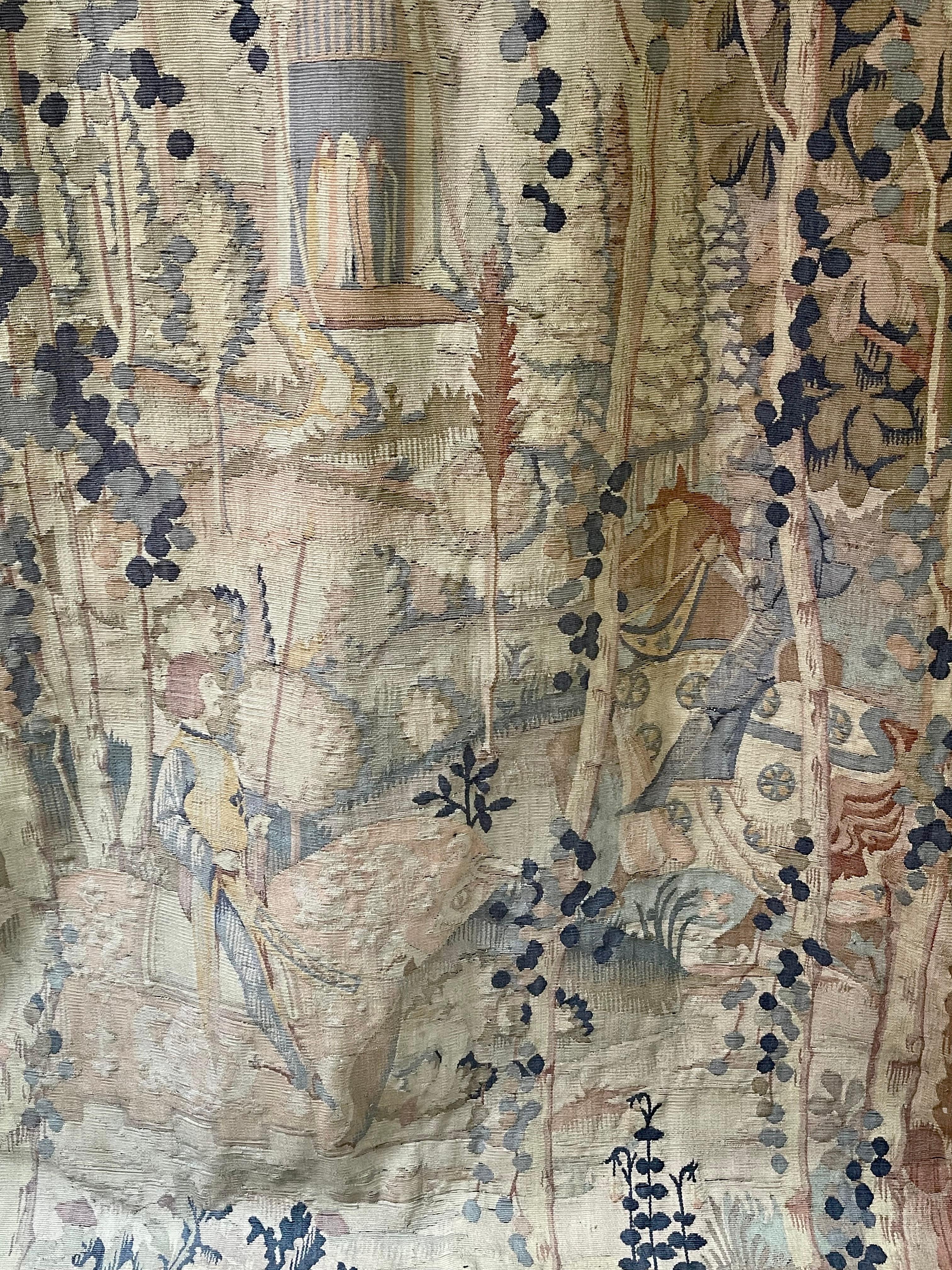 Antike Aubusson Wandteppich Wandbehang (Wolle) im Angebot
