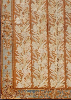 Antique Aubusson Tapestry with Golden Column Panels of Irises