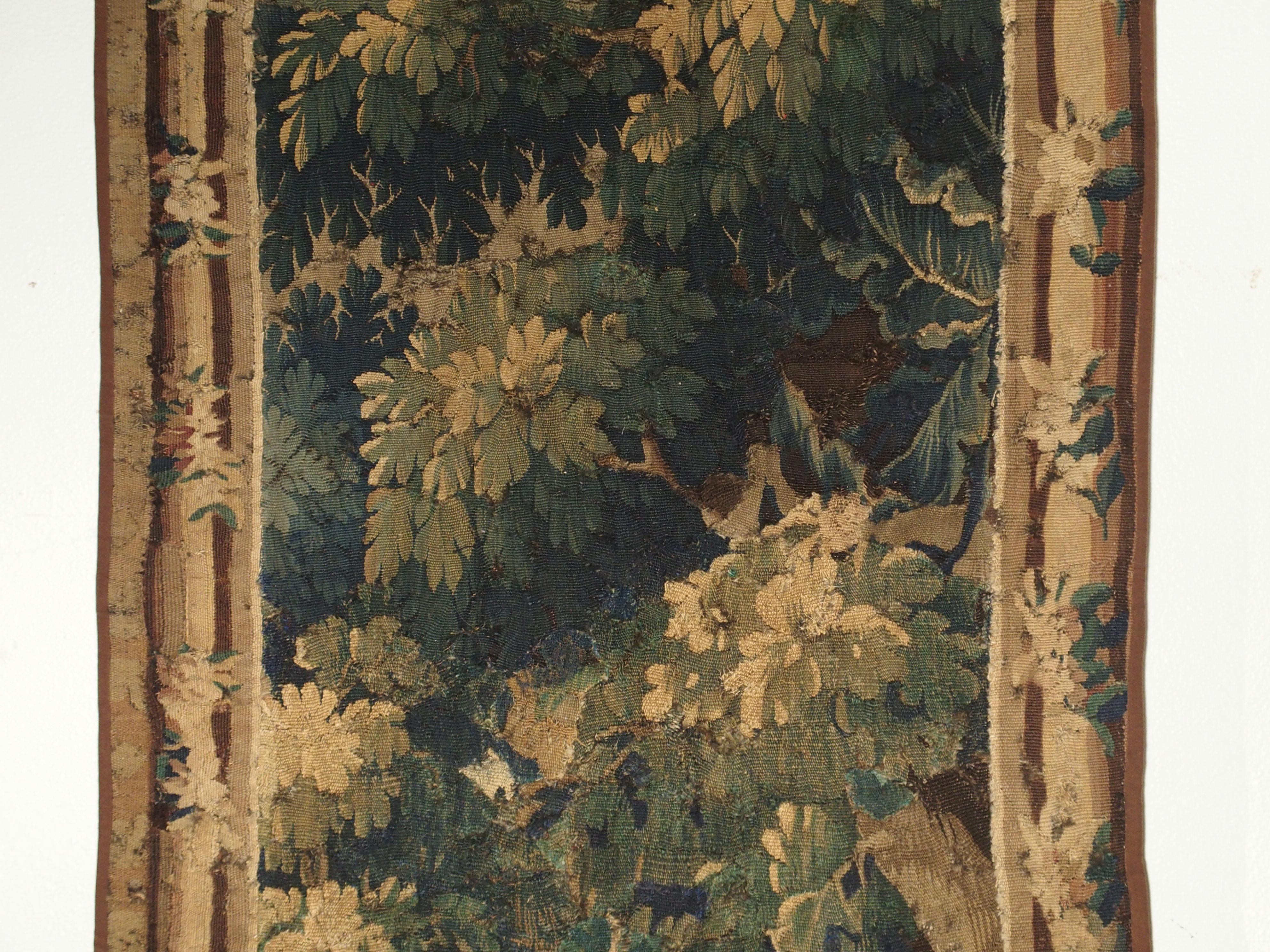 Silk Antique Aubusson Verdure Tapestry Fragment