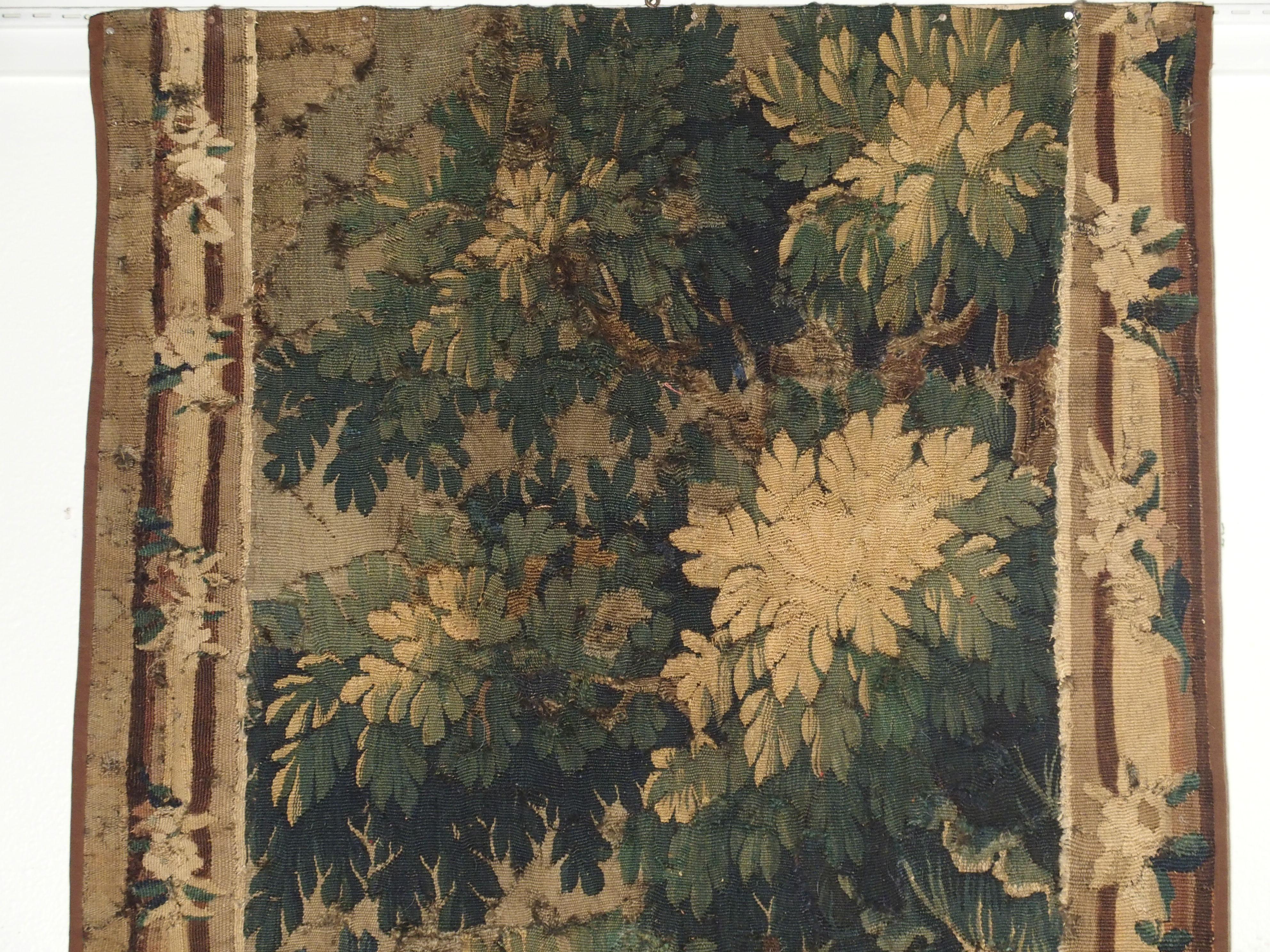 Antique Aubusson Verdure Tapestry Fragment 1