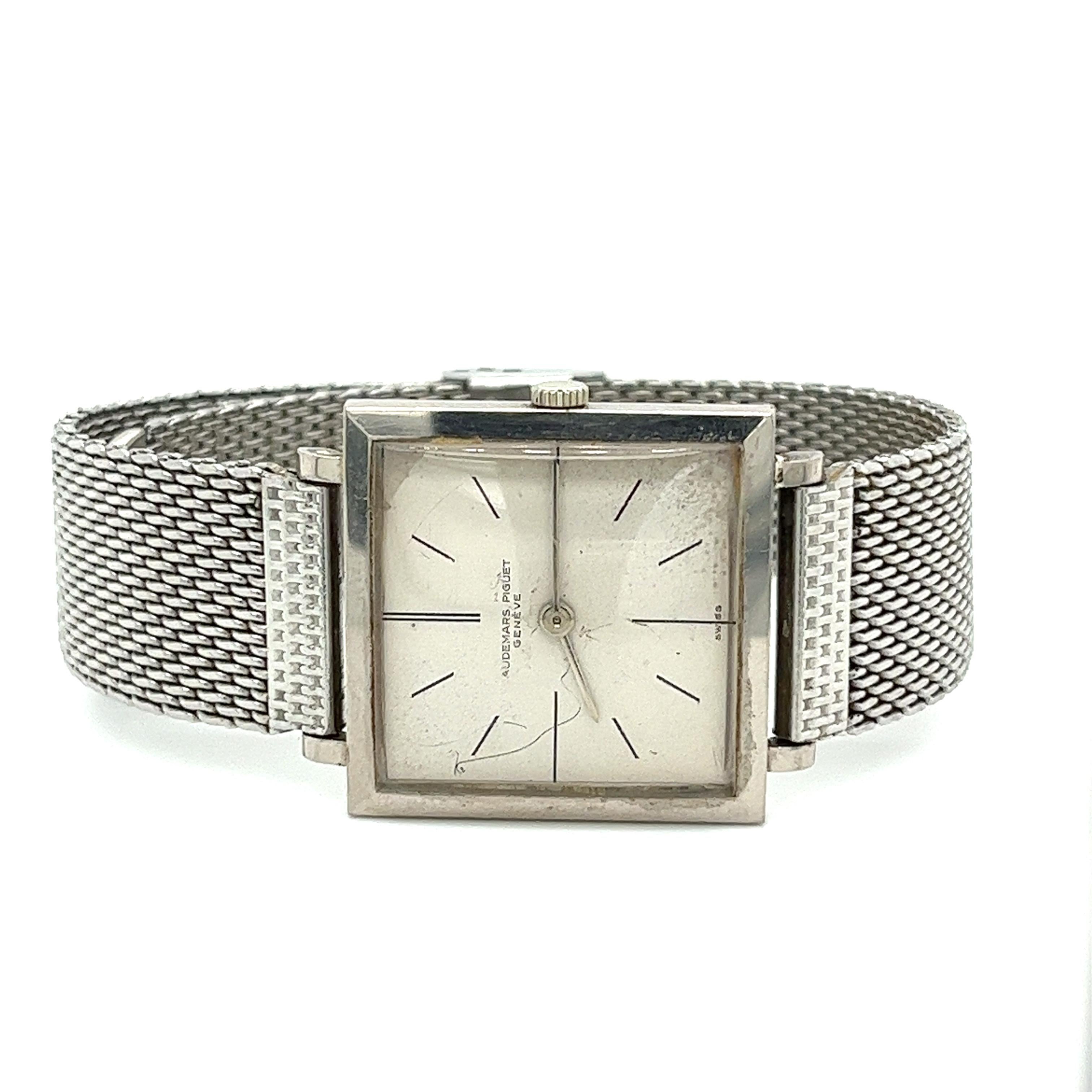 Orologio antico Audemars Piguet Ultra Thin Square Unisex 25 mm in oro bianco 18 carati In condizioni discrete in vendita a Miami, FL