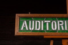 Antique “Auditorium Court” Stained Glass Transom Sign