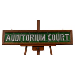 Antique “Auditorium Court” Stained Glass Transom Sign