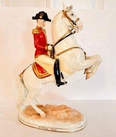 Antique Augarten Wien Porcelain Sculpture of Horse & Rider