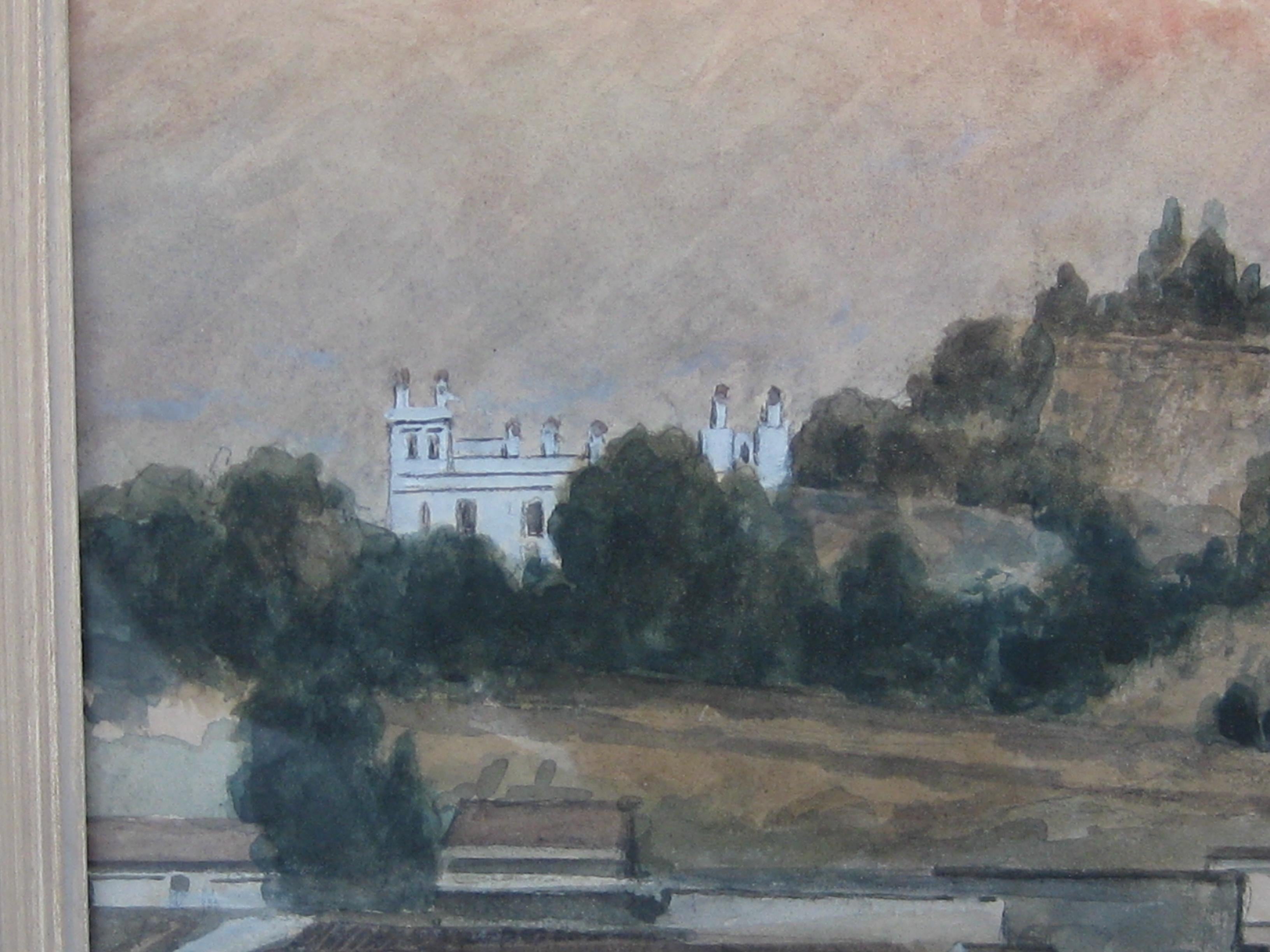 Ancienne peinture à l'aquarelle du château Chapultepec de Mexico d'August Lohr, listée ! en vente 4