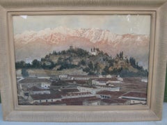 Antique August Lohr Chapultepec Castle Mexico City Watercolor Painting Listed!