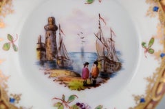 Antique Augustus Rex Meissen Miniature Bowl in Hand-Painted Porcelain