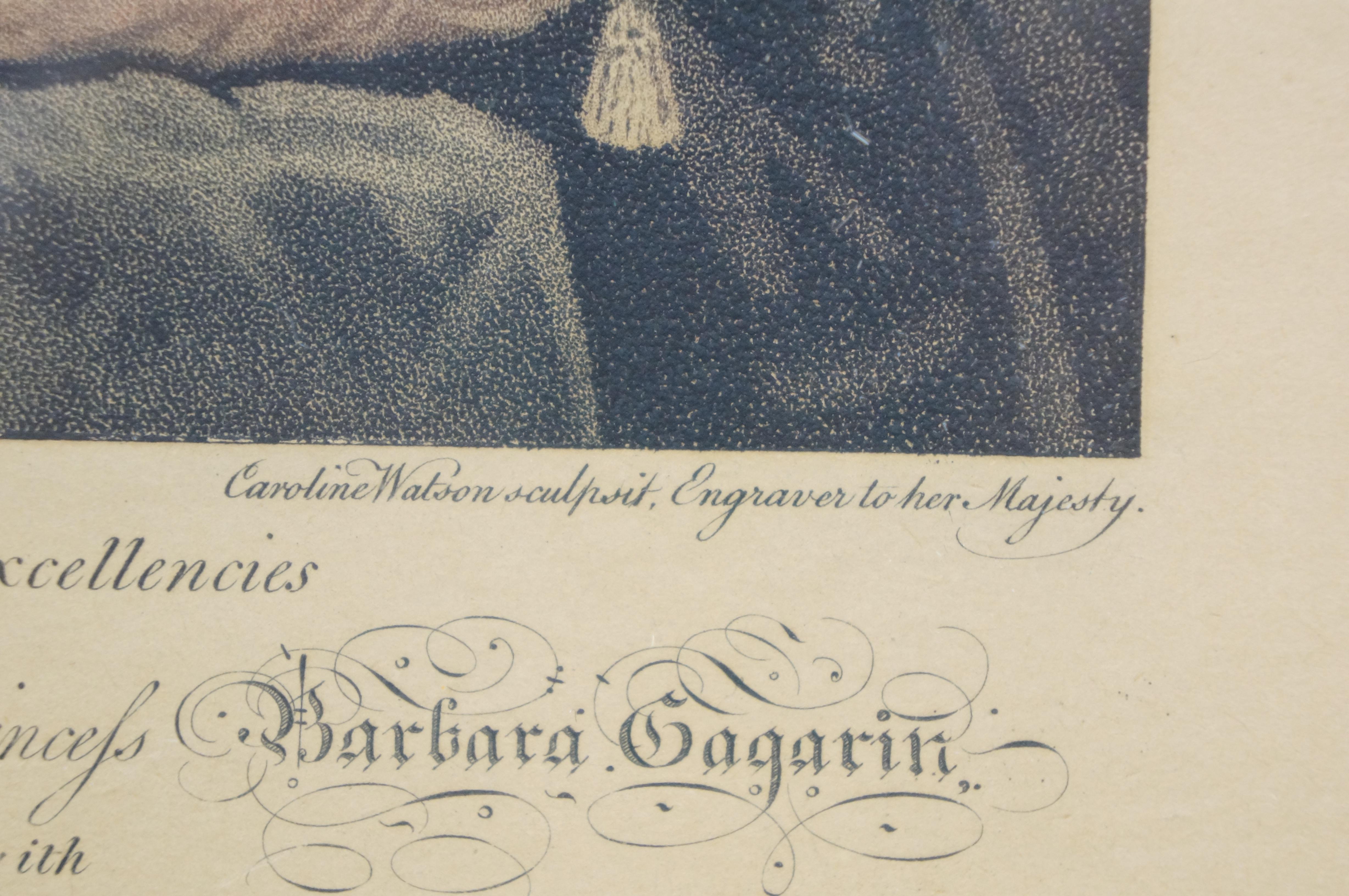 Incisione antica alla Auquatint Principe Serge Gagarin Principessa Barbara Figlio Nicholas in vendita 4
