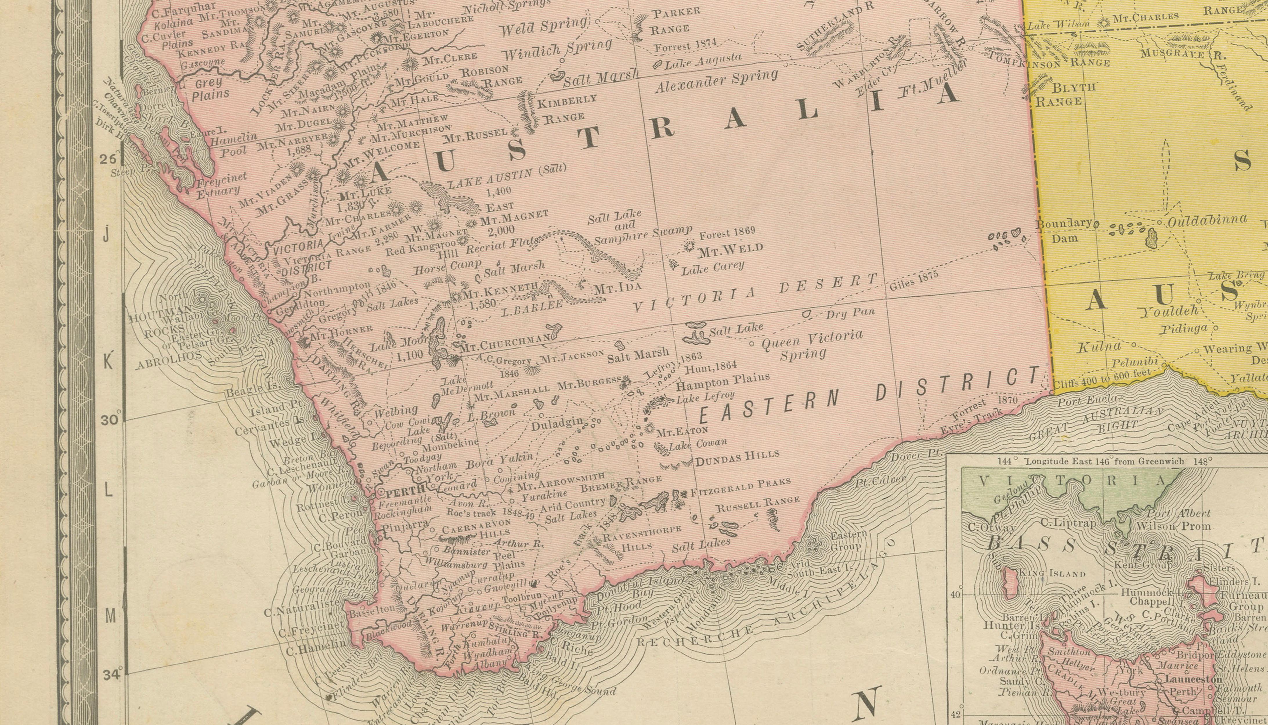 Antique Australia & New Zealand Map Wall Art – Rand McNally Atlas, c.1888