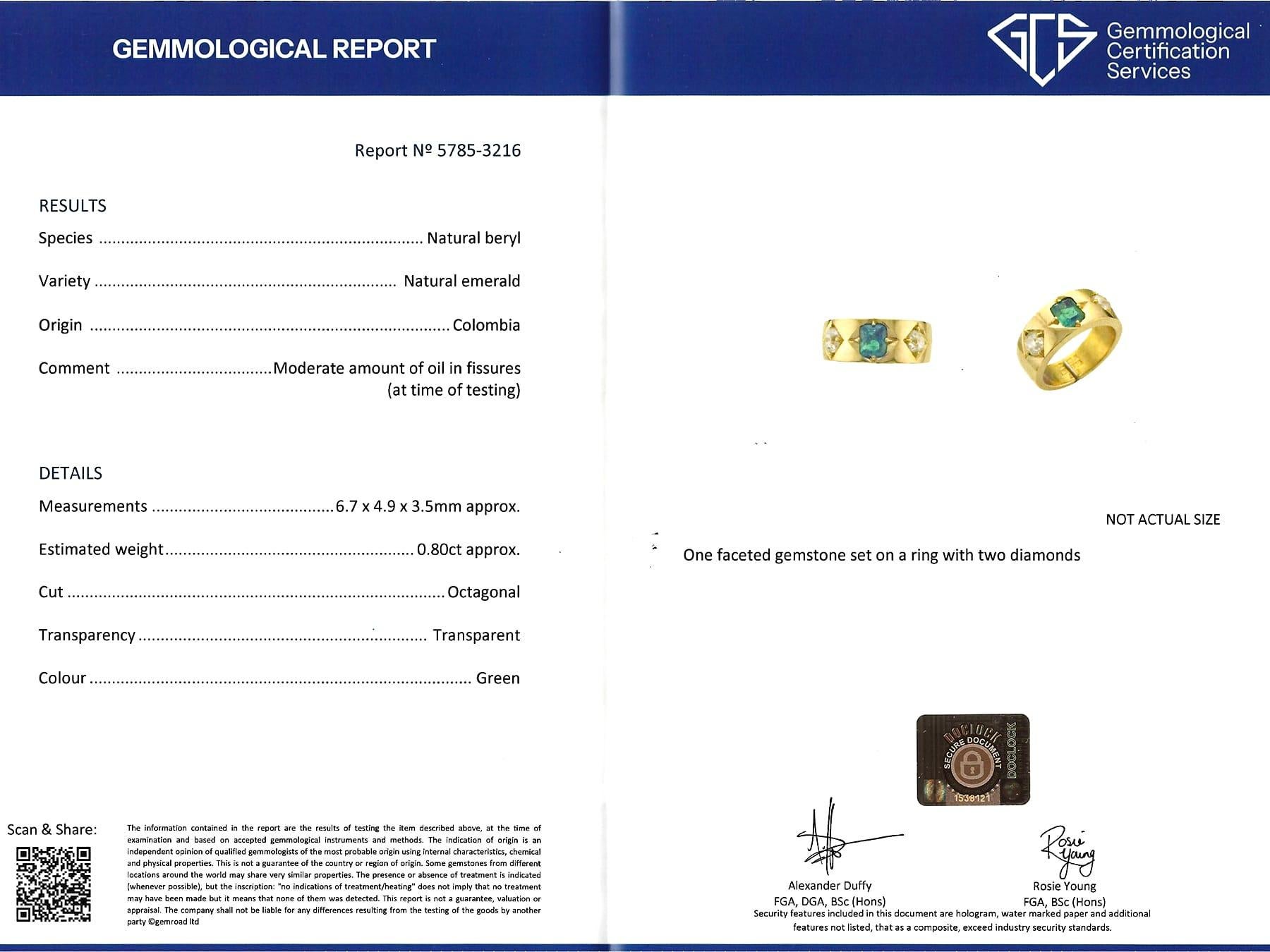 Anello antico australiano con smeraldo da 0,80 carati e diamante da 0,97 carati in oro giallo 18 carati in vendita 10