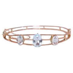 Antique Australian 9ct Rose Gold Aquamarine Bangle Circa 1910-20