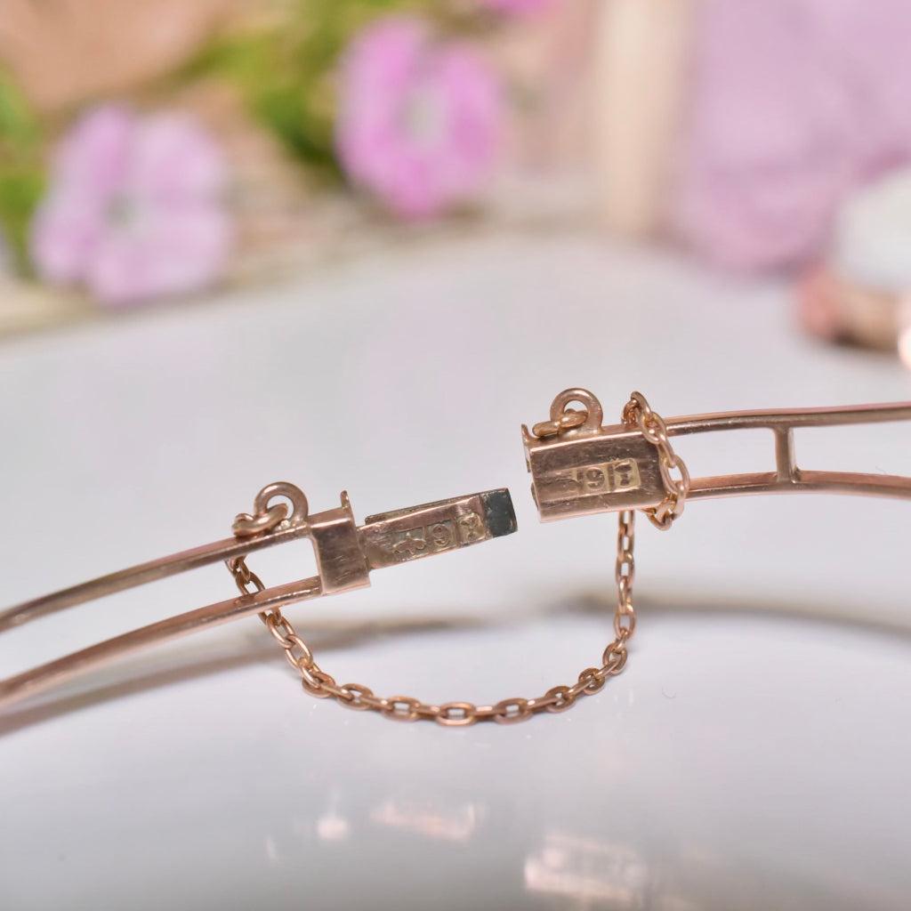 Edwardian Antique Australian 9ct Rose Gold Conch Shell Cameo Bangle