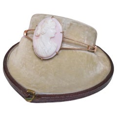 Antique Australian 9ct Rose Gold Conch Shell Cameo Bangle