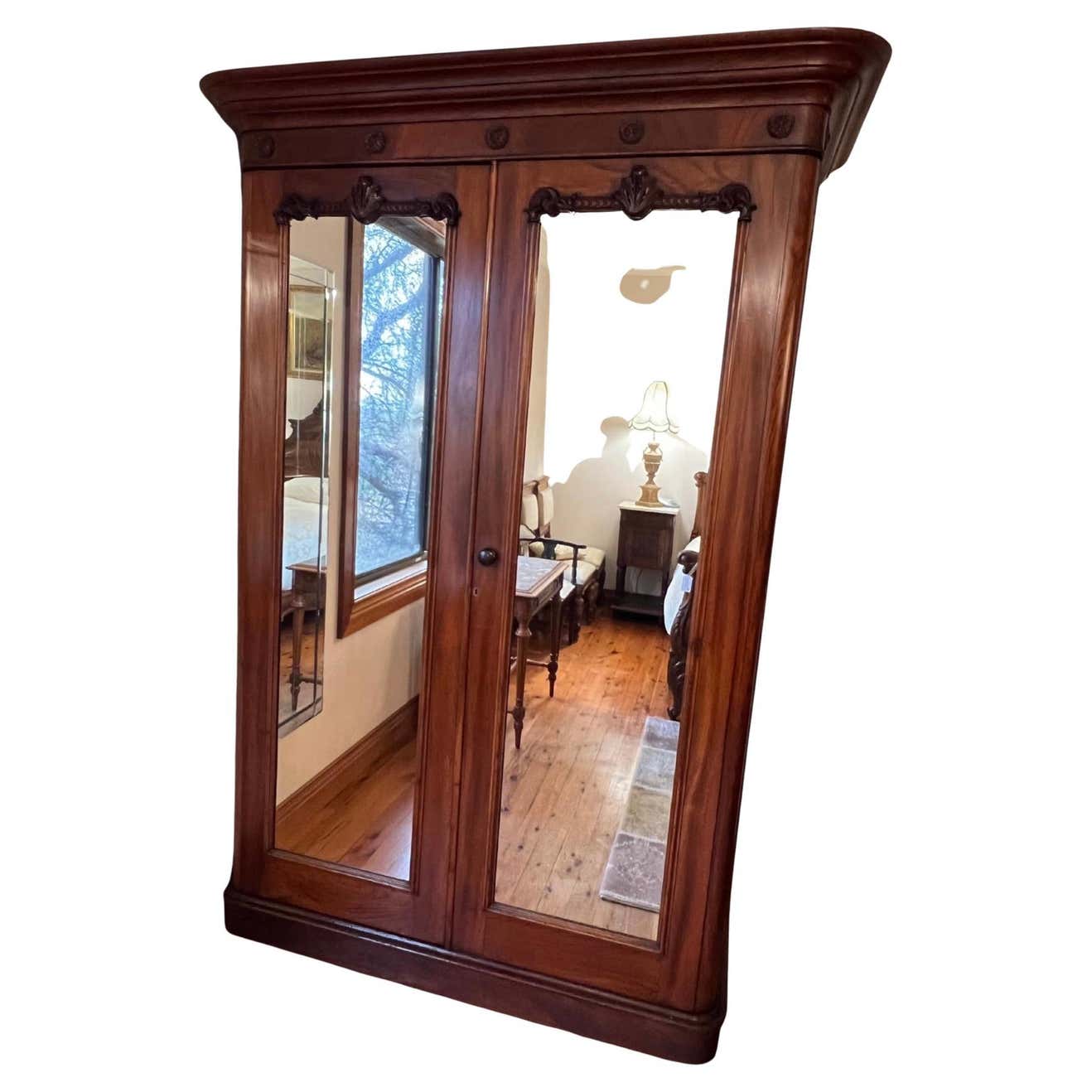 Antique Australian Cedar Two Mirror Door Wardrobe For Sale at 1stDibs ...