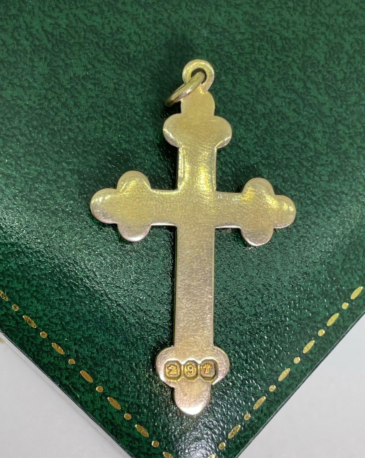 Edwardian Antique Australian Gold & Seed Pearl Fleur de Lis Cross Pendant by Willis & Sons For Sale