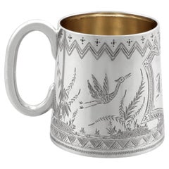 Ancienne tasse de baptême australienne en argent sterling Circa 1885