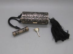 Antique Austria 935 Silver Enamel Vanity Perfume Minaudiere Purse Cigarette Case