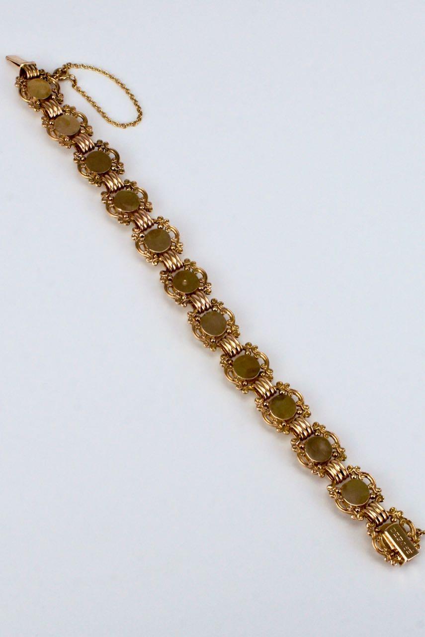 Romantic Antique Austrian 14 Karat Yellow Gold Essex Crystal Bracelet