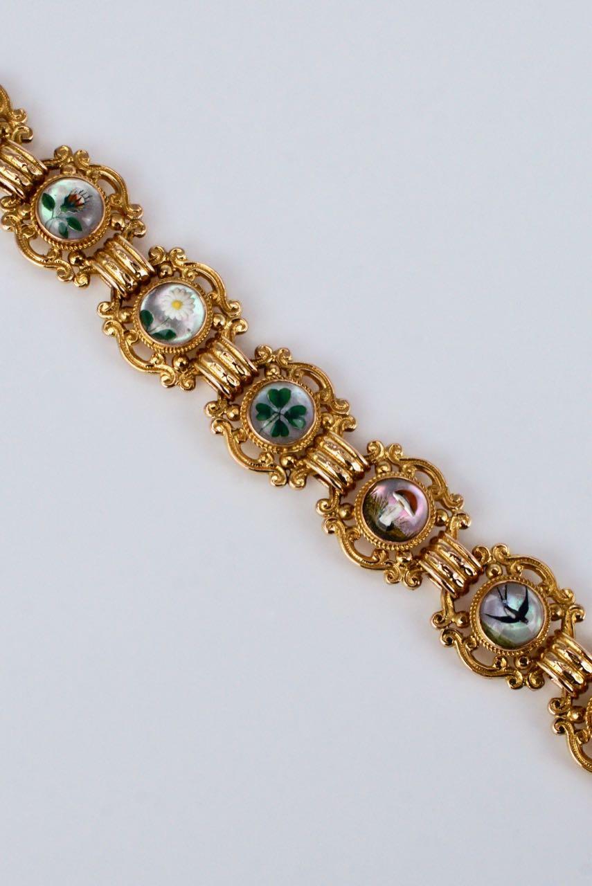 Antique Austrian 14 Karat Yellow Gold Essex Crystal Bracelet In Good Condition In Sydney, NSW