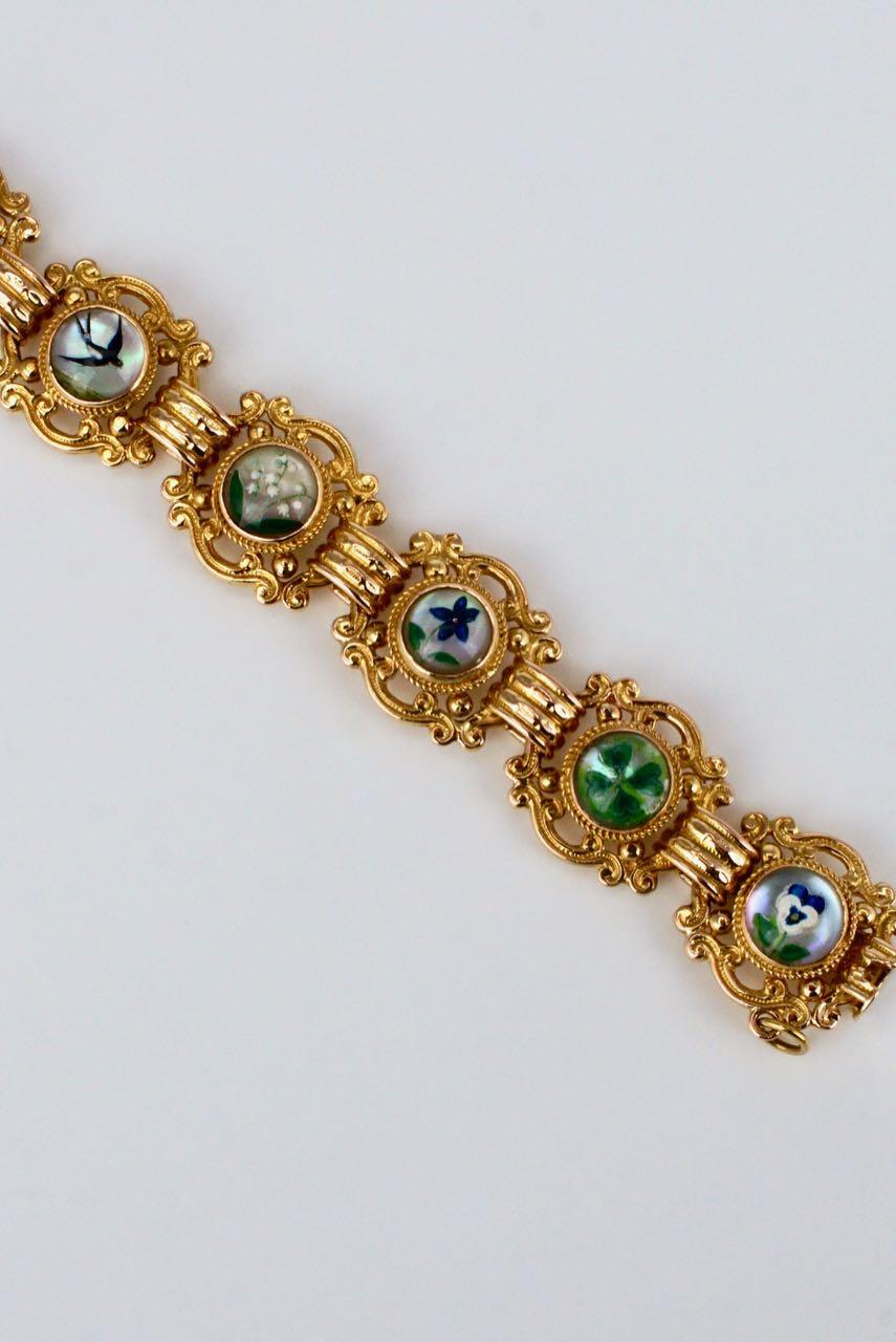 Women's Antique Austrian 14 Karat Yellow Gold Essex Crystal Bracelet