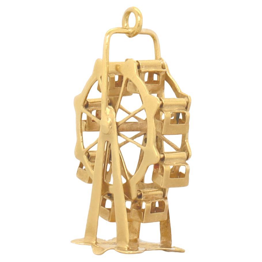 Antique Austrian 14K Gold Figural Ferris Wheel Charm for a Bracelet