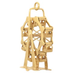 Antique Austrian 14K Gold Figural Ferris Wheel Charm for a Bracelet