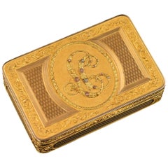 Antique Austrian 18 Karat Four-Color Gold Snuff Box, Felix Paul, circa 1810