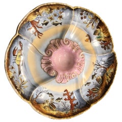 Antique Austrian 19th Century Oyster Plate Signed 'Victoria Pottery'