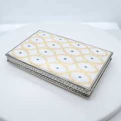 Antique boîte ou porte-cartes autrichien en argent .800 et émail