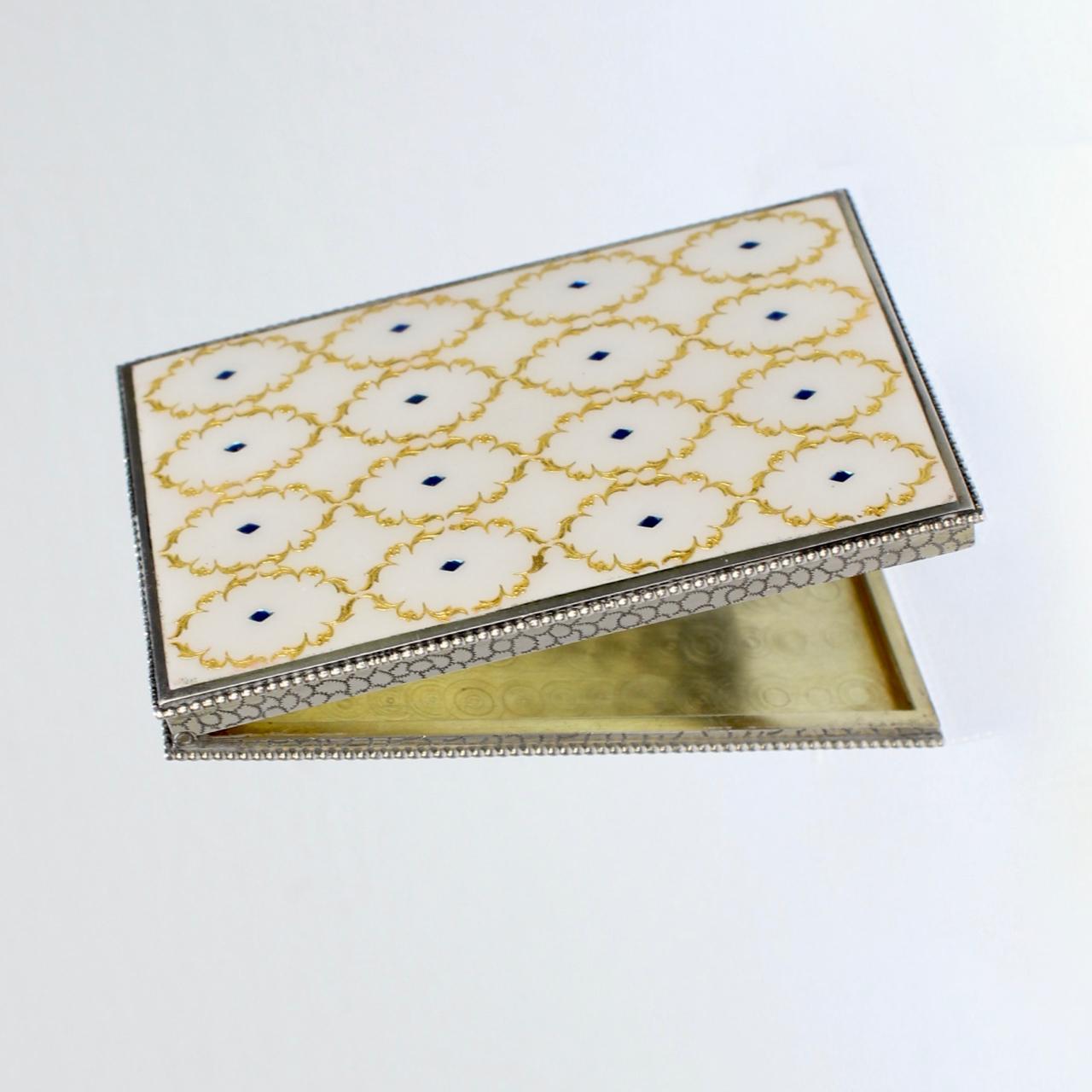 Women's or Men's Antique Austrian .800 Silver & Enamel Box or Card Case For Sale
