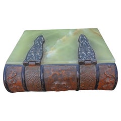 Used Austrian Alabaster and Gilt Metal Book Box