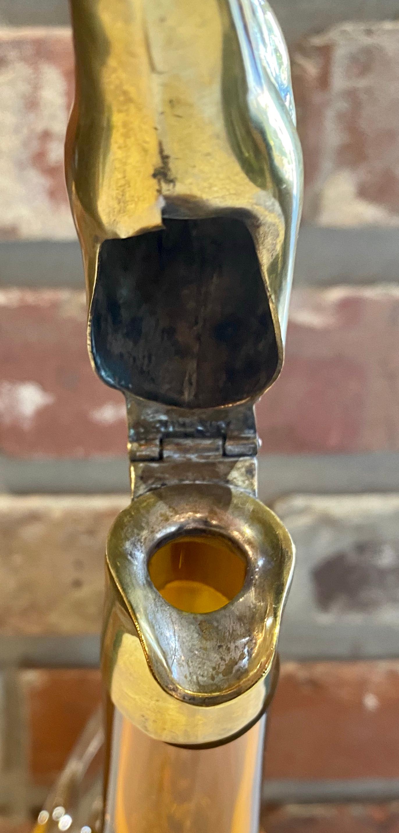 Antique Austrian Amber Glass Swan Decanter with Brass Hardware, circa 1900 2