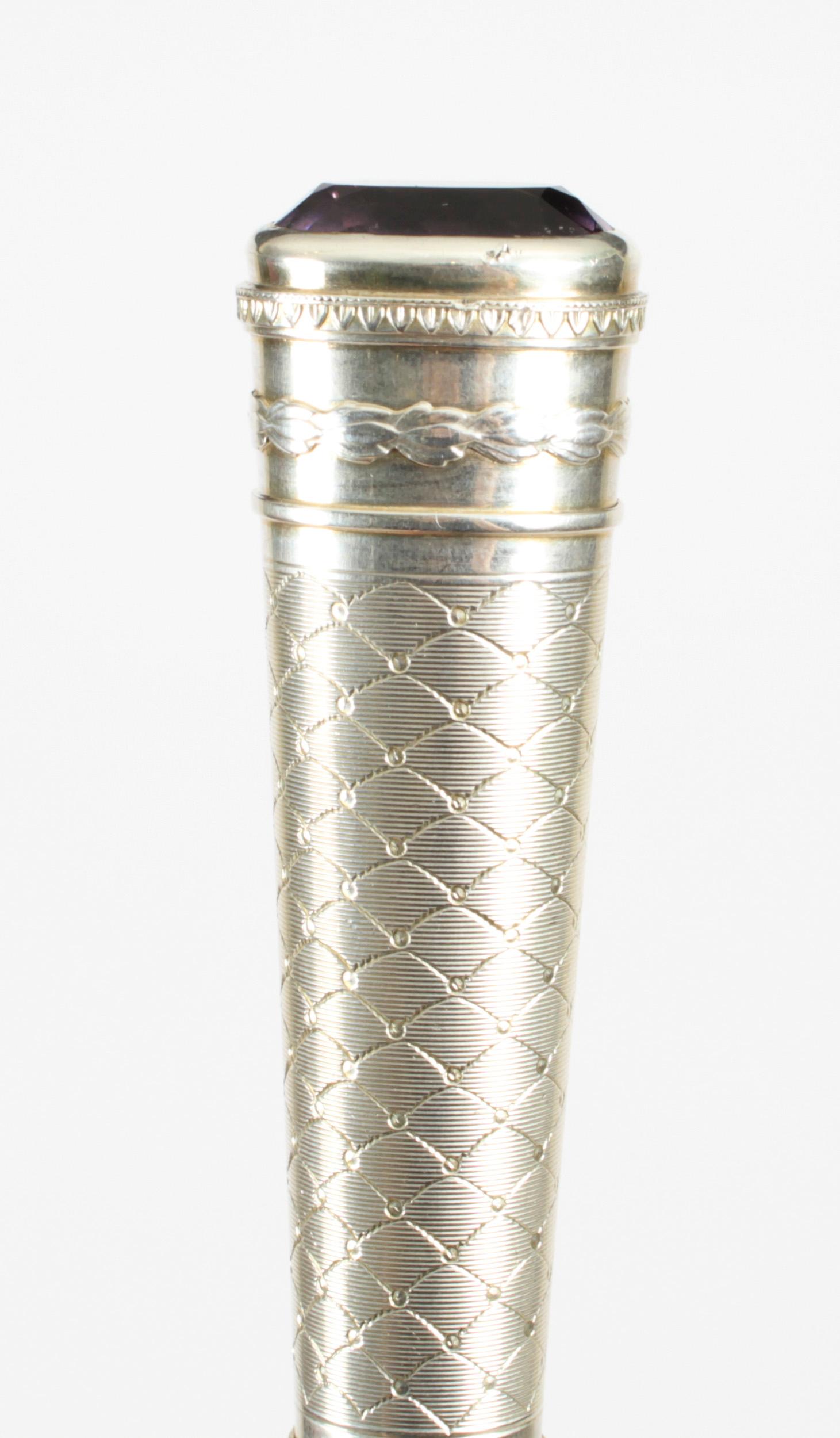 Antique Austrian Amethyst Sterling Silver Walking Stick Cane Adam Schied 1900 4