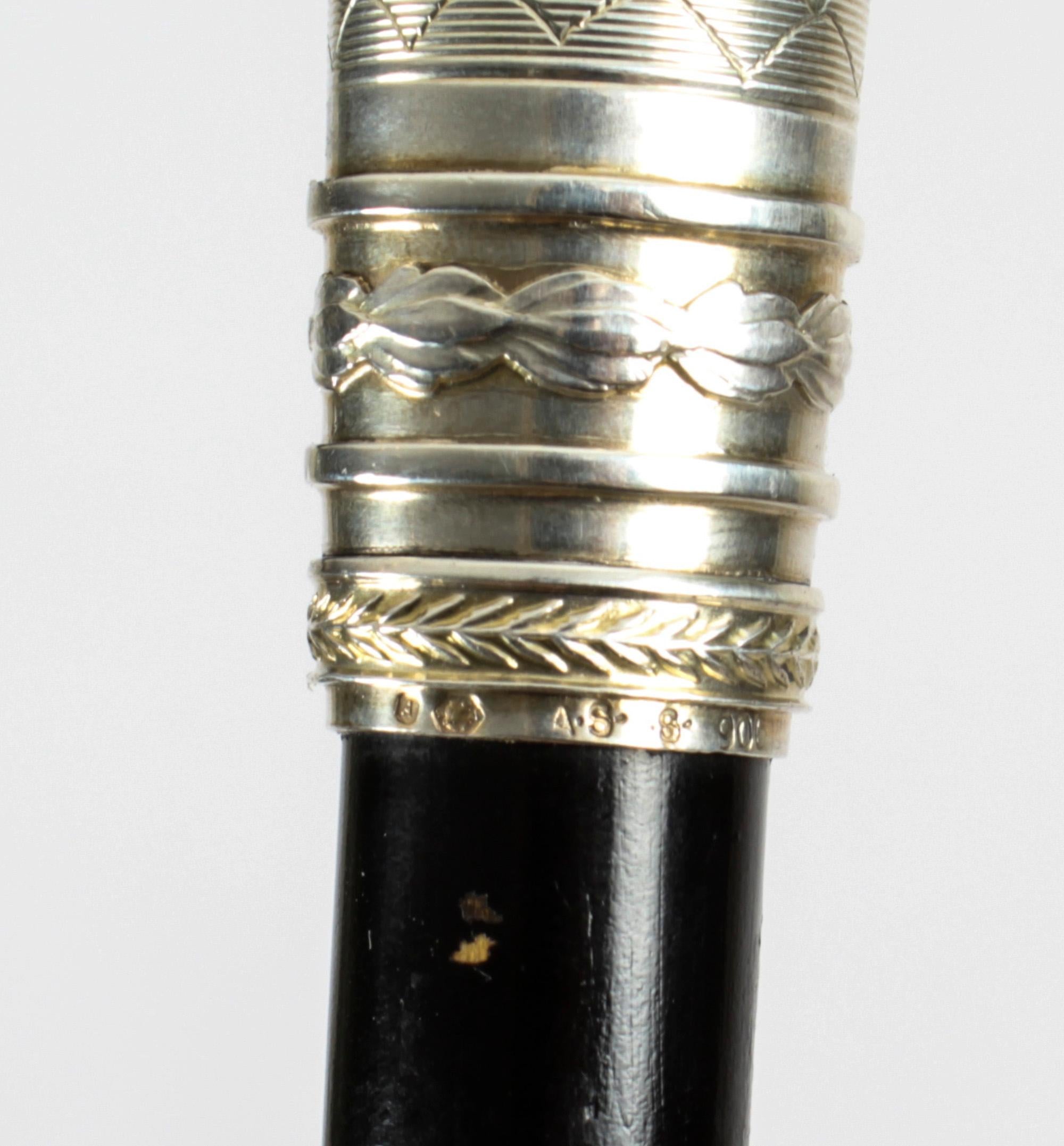 Antique Austrian Amethyst Sterling Silver Walking Stick Cane Adam Schied 1900 5